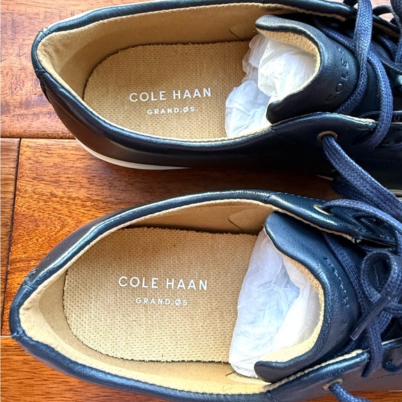 NEW! Cole Haan men’s 10.5 Grand Crosscourt navy blue leather lace-up shoes NIB! - Picture 8 of 11